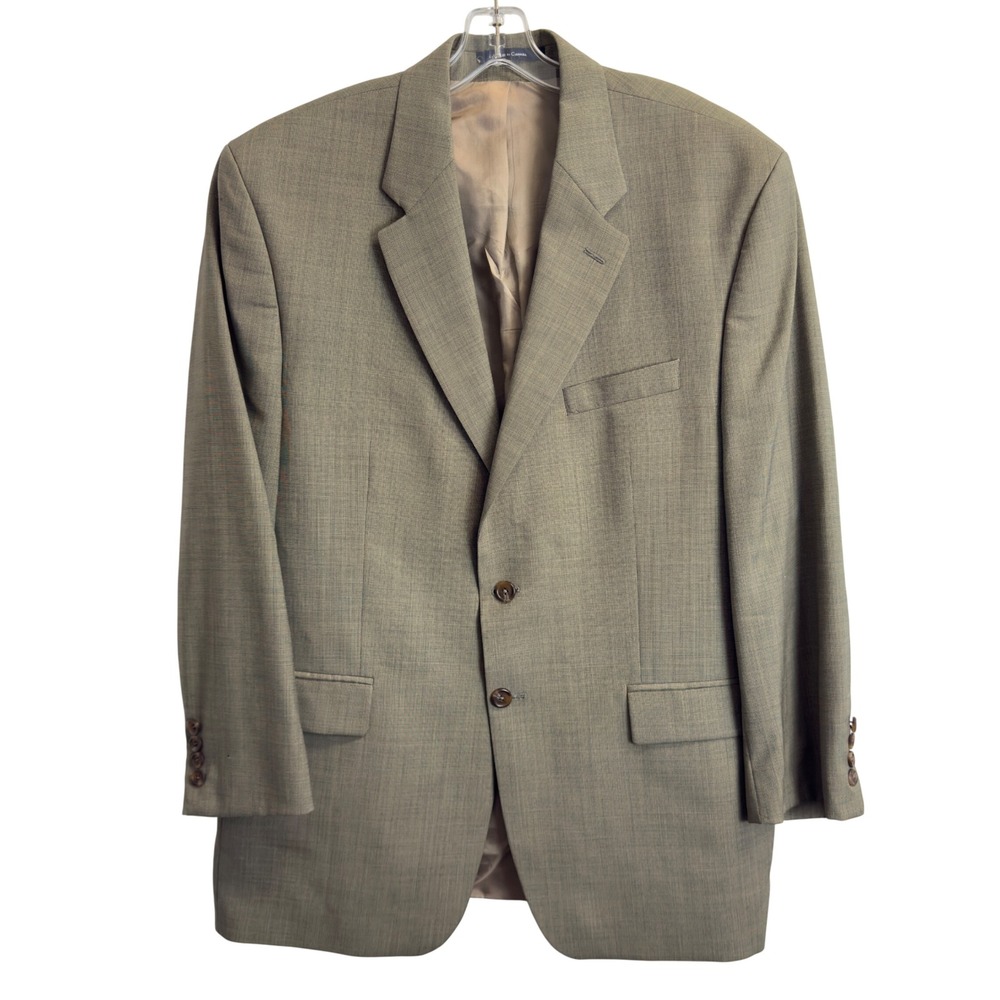 Chaps Ralph Lauren Blazer Mens 44R Olive Tan Micro Check 2 Button Sport Coat